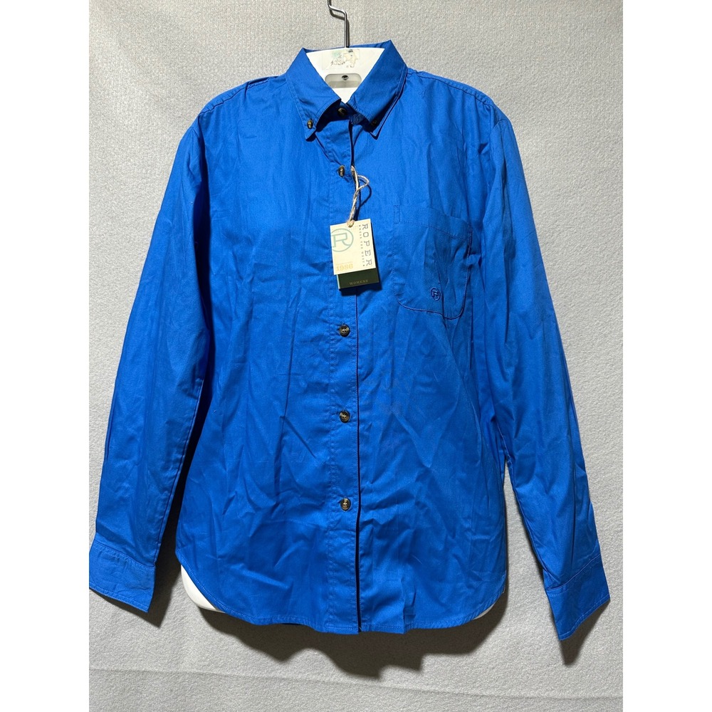 Roper Ladies' Western Blue Button Down Shirt, XS, Casual, Long Sleeve new
